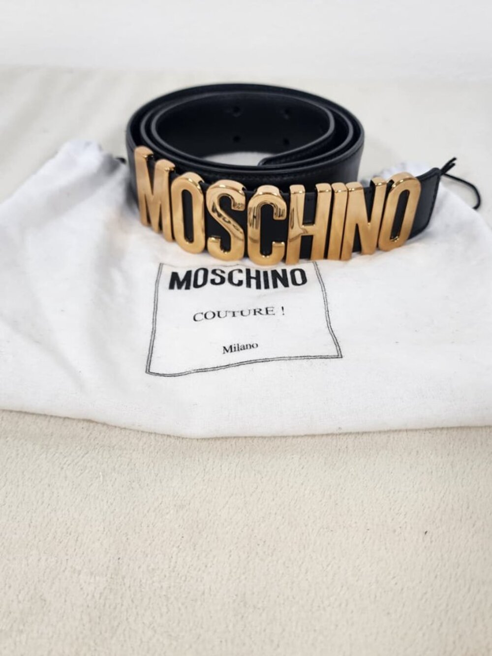 Black Leather Moschino Belt